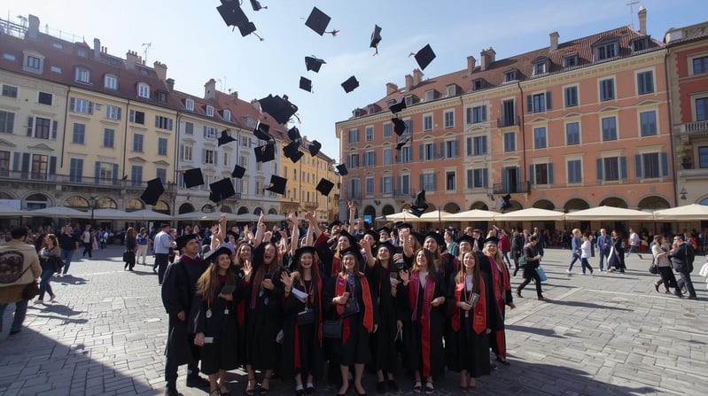image of a graduation in a european city