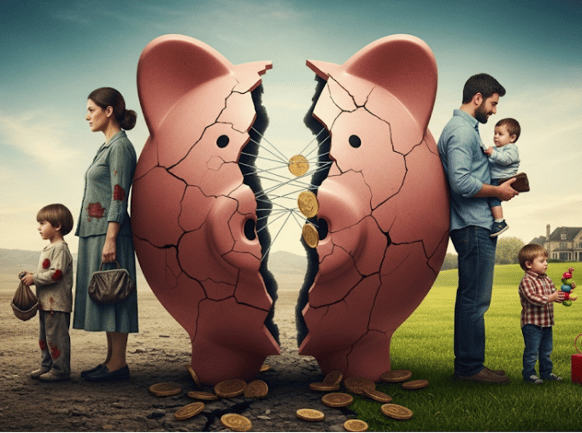 A couple and a baby standing next to a broken piggy bank

AI-generated content may be incorrect.