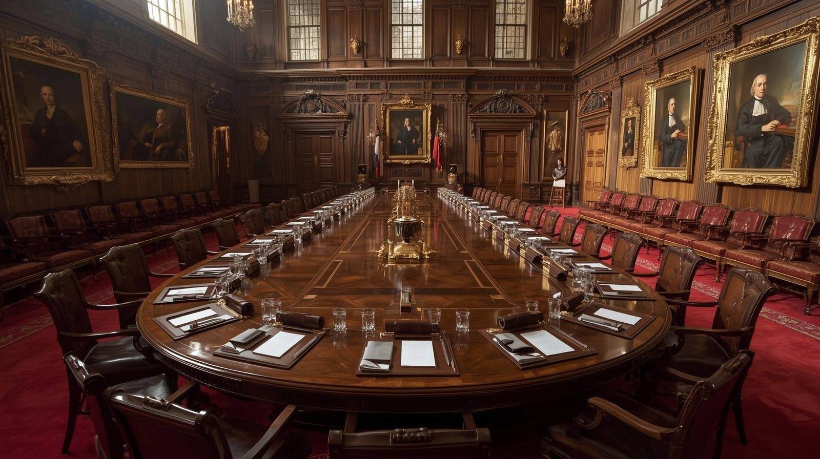 committee table in westminster with no people