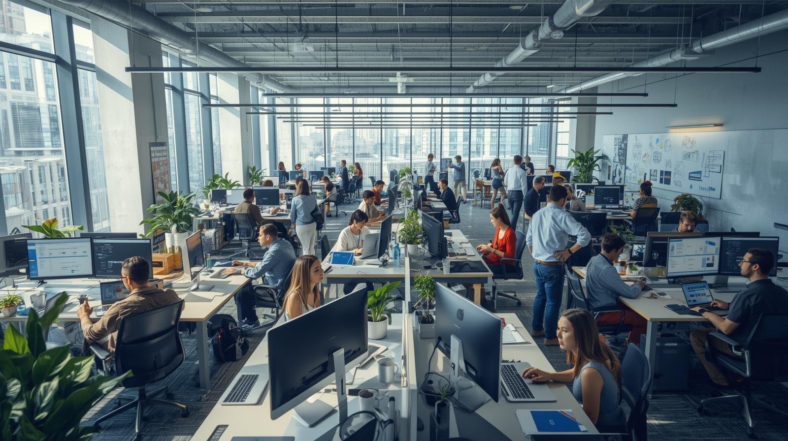 image of a busy tech hub office